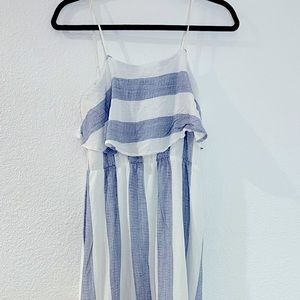 STRIPED RUFFLE MAXI DRESS